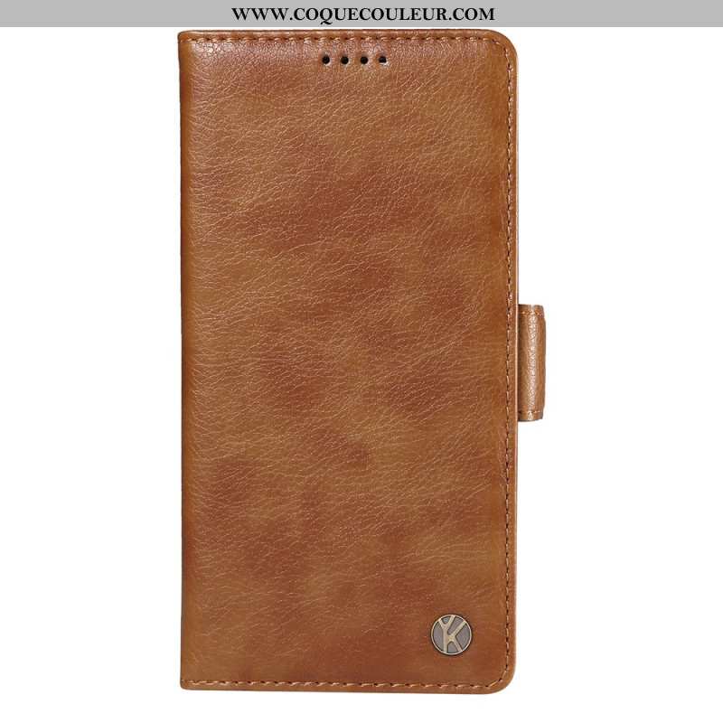 Housse iPhone 16 Simili Cuir Vintage YIKATU