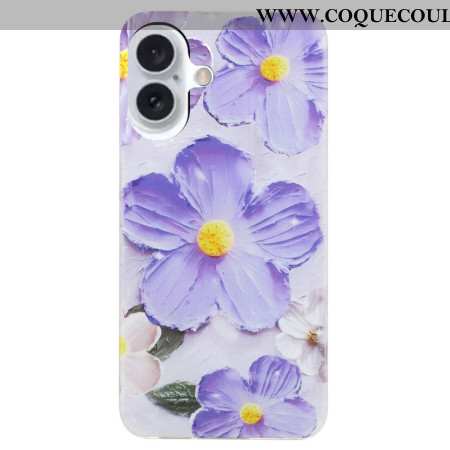 Coque iPhone 16 Fleurs Pourpres