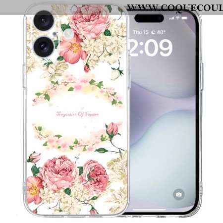 Coque iPhone 16 Bord Transparent Roses