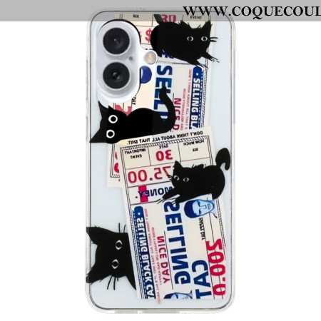 Coque iPhone 16 Chats Noir