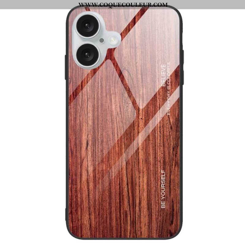 Coque iPhone 16 Verre Trempé Bois