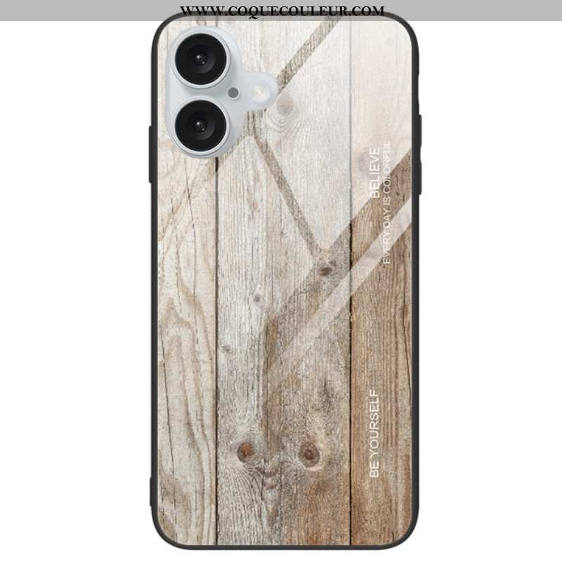 Coque iPhone 16 Verre Trempé Bois