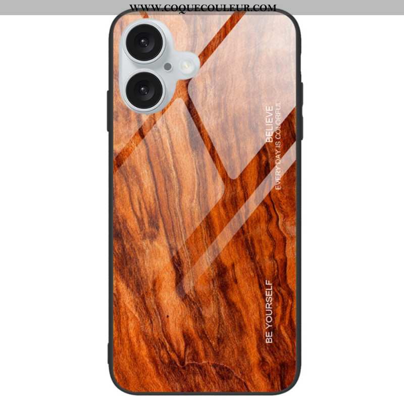 Coque iPhone 16 Verre Trempé Bois