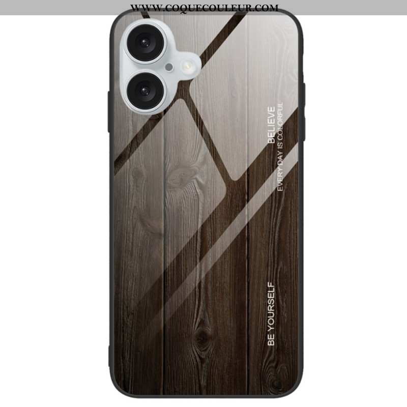 Coque iPhone 16 Verre Trempé Bois