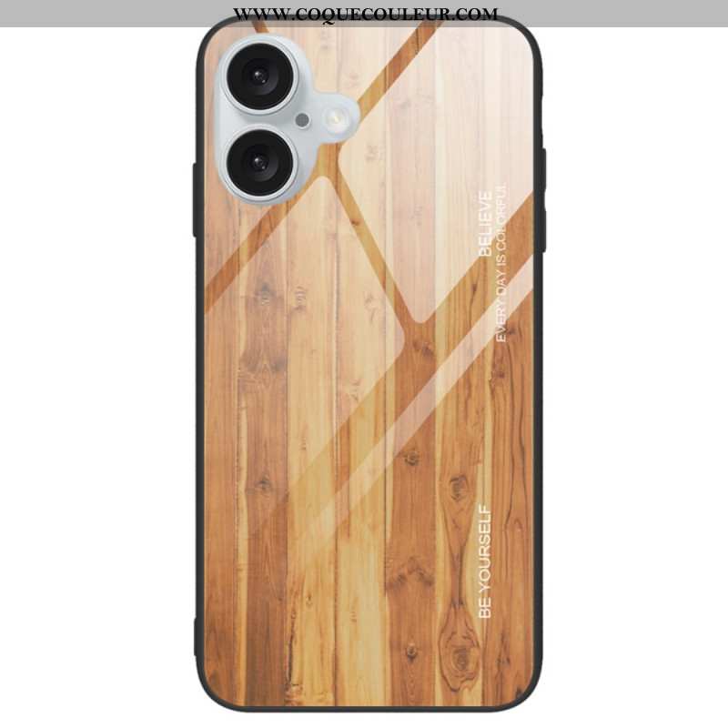 Coque iPhone 16 Verre Trempé Bois