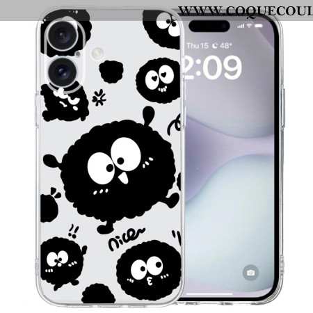 Coque iPhone 16 Bord Transparent Briquette Noire