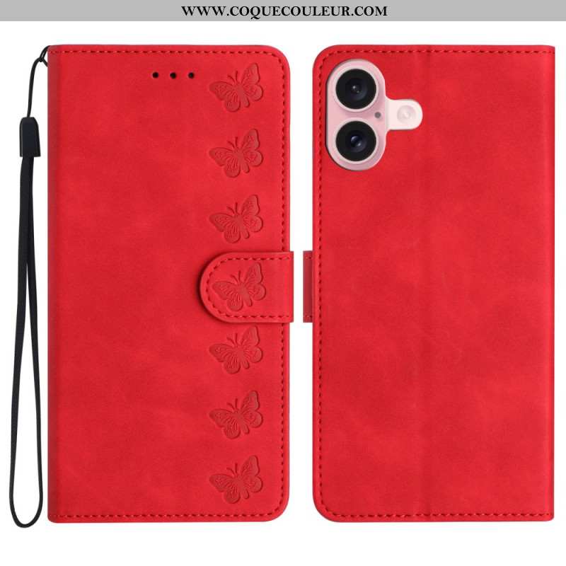 Housse iPhone 16 Frise Papillons