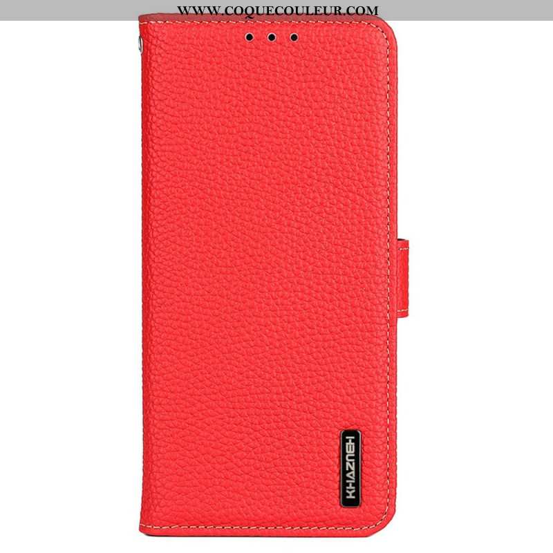 Housse iPhone 16 Cuir Texture Litchi KHAZNEH